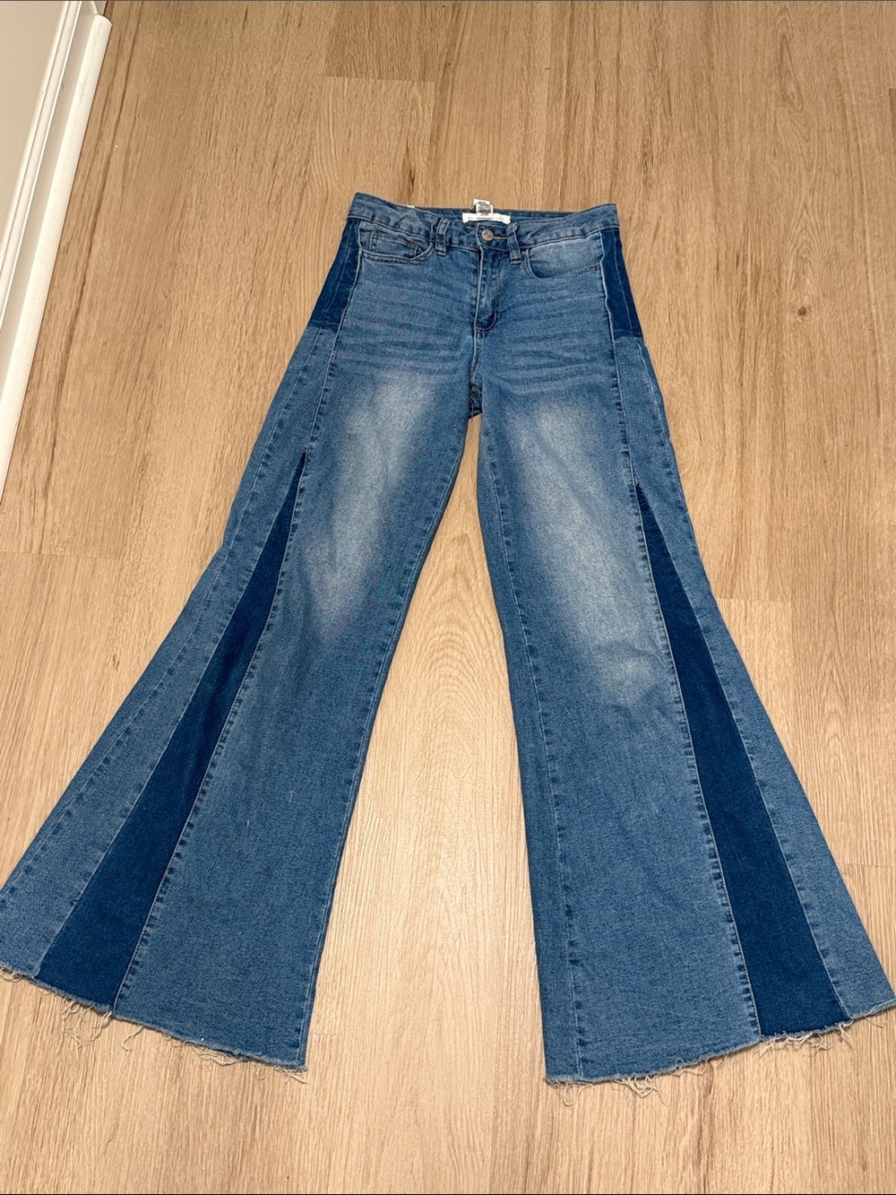 Two-Tone Blue Flared Women's Jeans